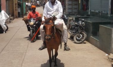 *राज्यात घोडेबाजाराची चर्चा.... तर गावोगावी.. पेट्रोल.. वाढत्या महागाईमुळे  घोड्यावर झाले स्वार....!*  *महागाई साठी आंदोलन करणारे गेले कुठे...?*